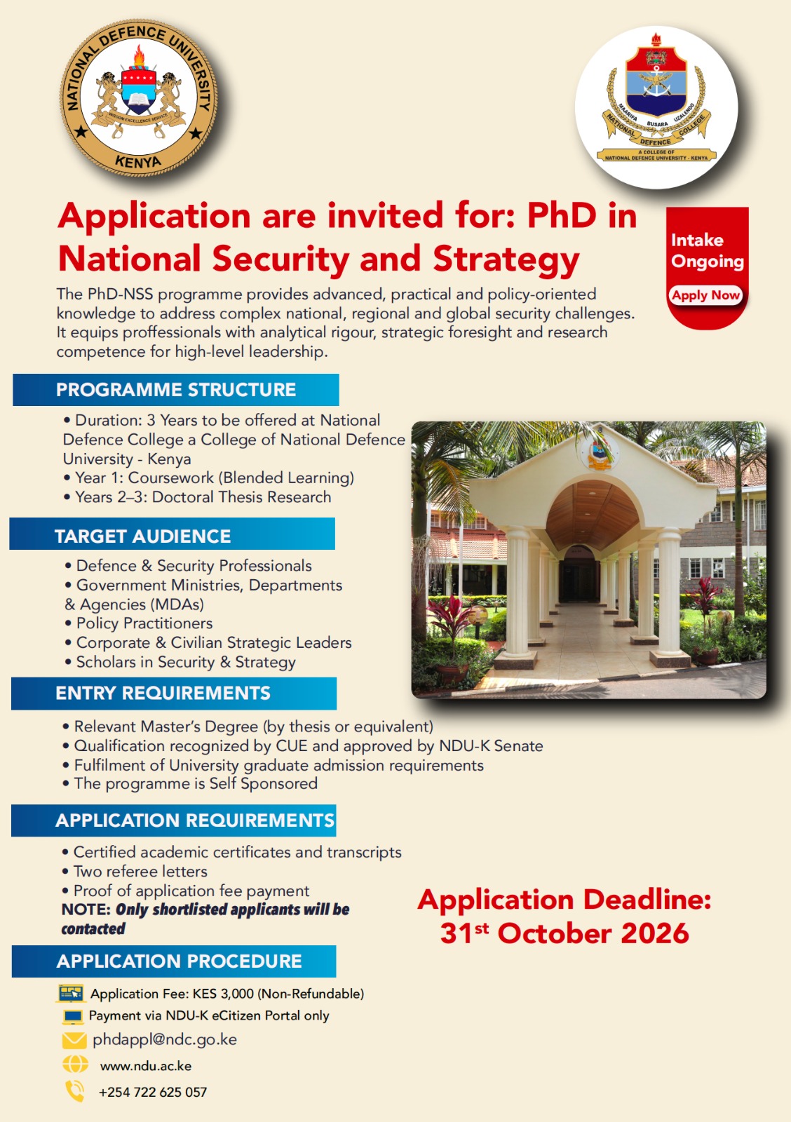PHD in National Security and Strategy