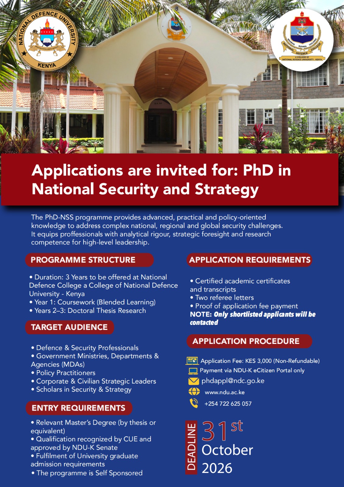 PHD in National Security and Strategy
