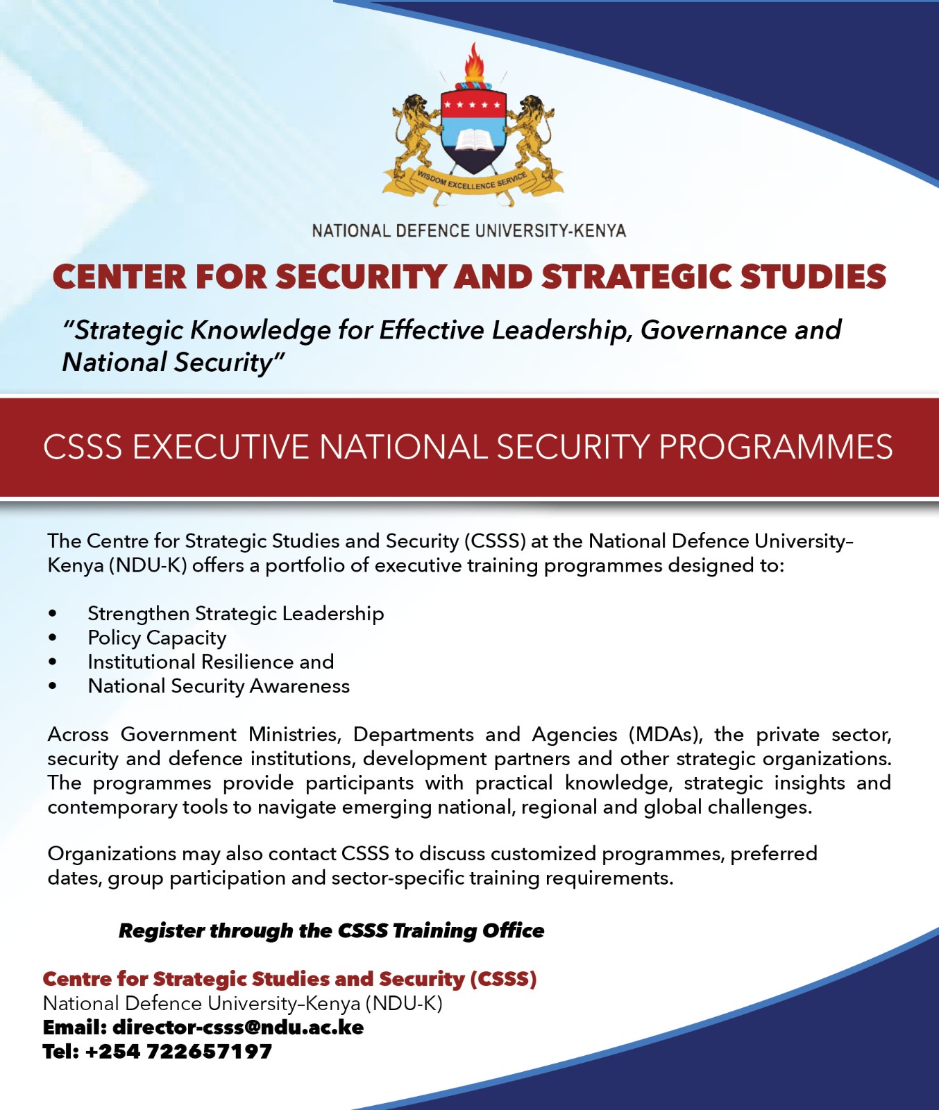 CSSS EXECUTIVE NATIONAL SECURITY PROGRAMMES