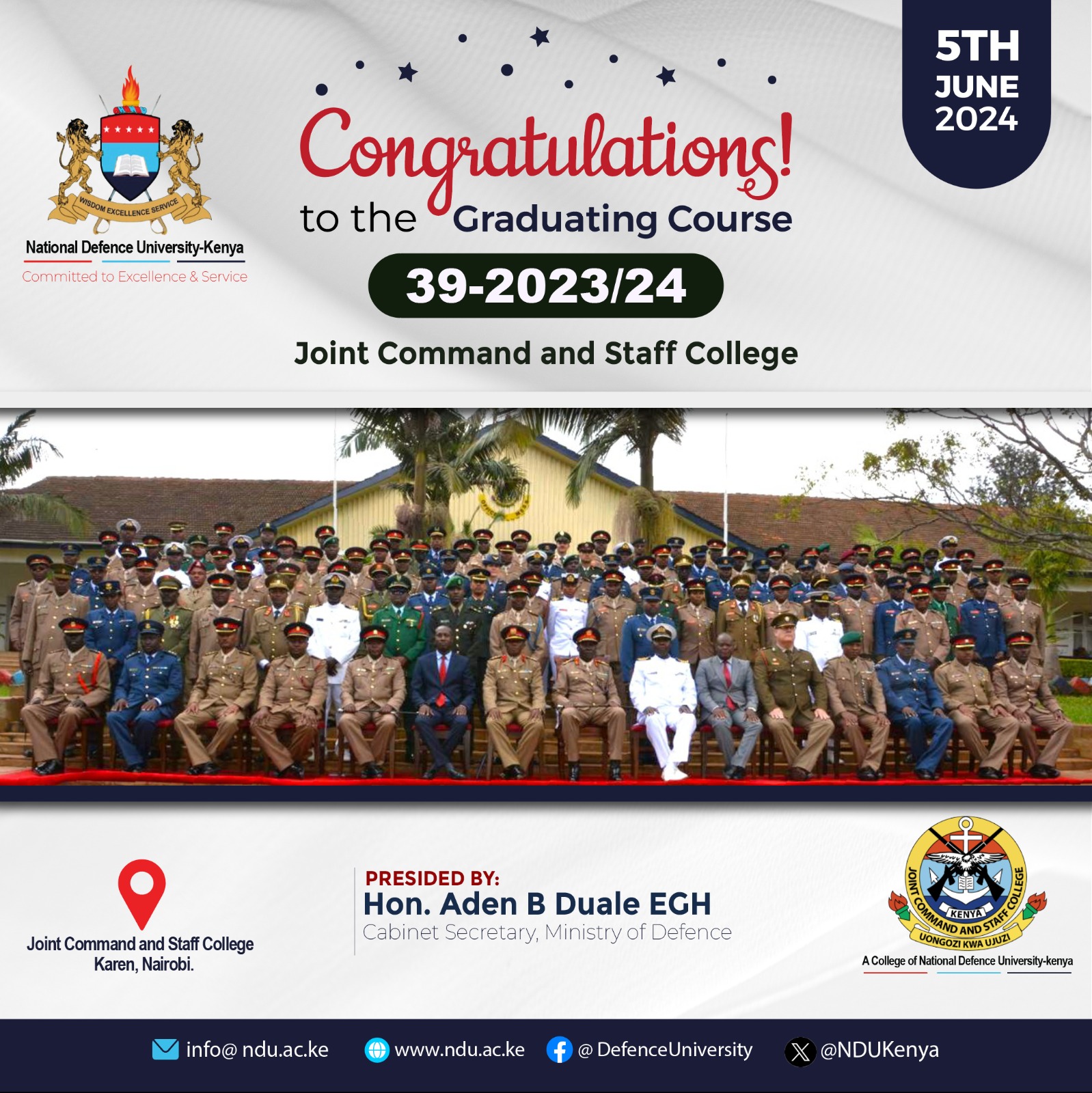Congratulations to the Graduating Course 39-2023/24 JCSC