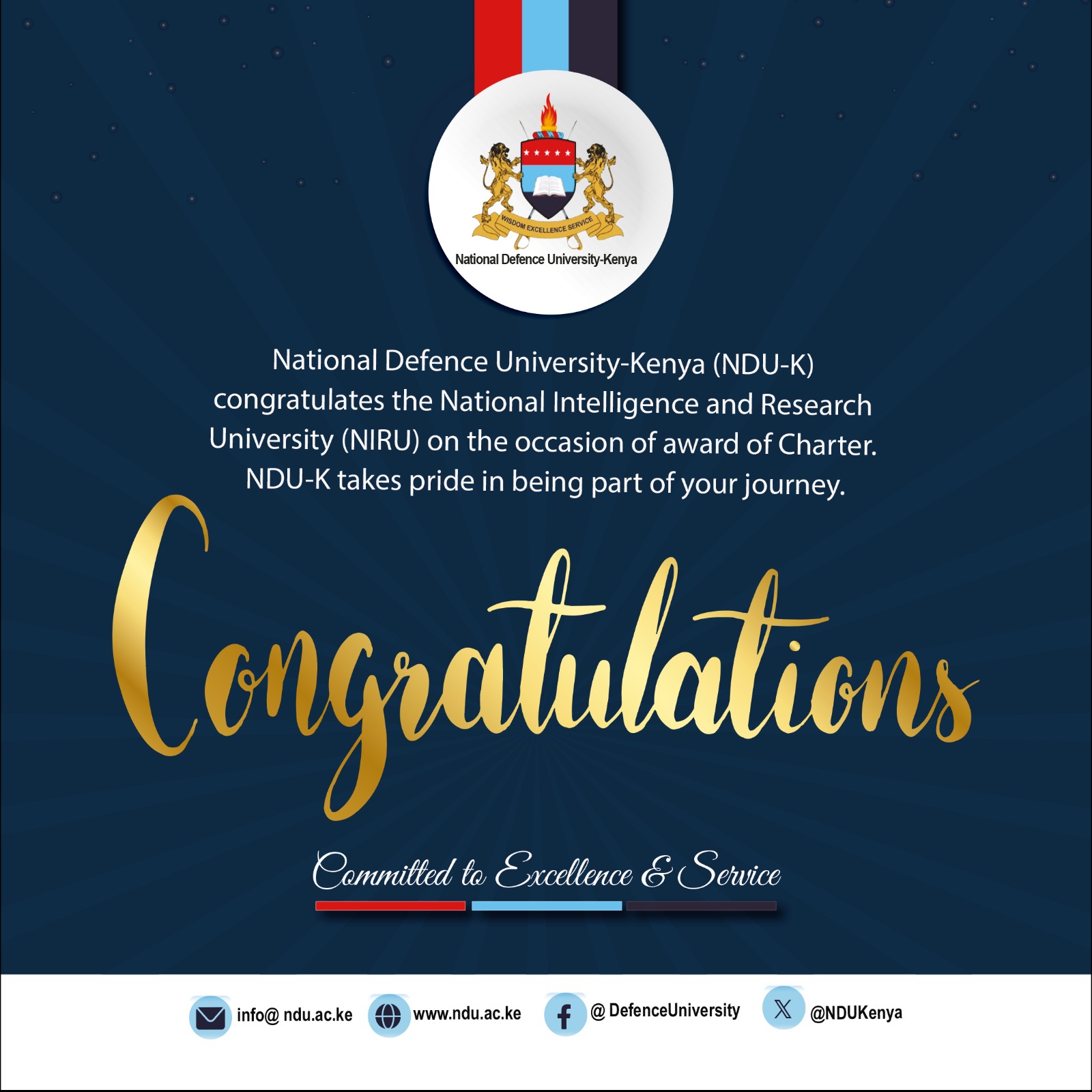 Congratulations National Intelligence and Research University (NIRU)