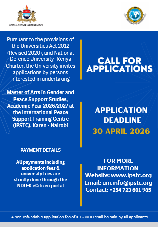 CALL FOR APPLICATIONS – MASTER OF ARTS IN GENDER & PEACE SUPPORT STUDIES